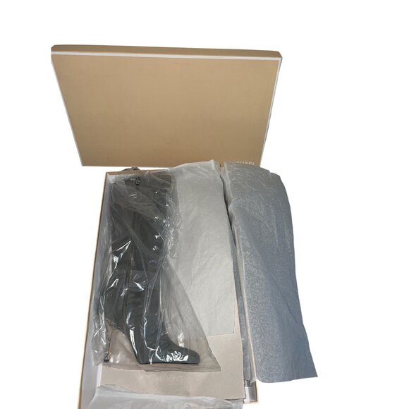 NIB Michael Kors Caroline Boots 9M Dark Slate Suede Leather Knee High MK Logo - Picture 11 of 14